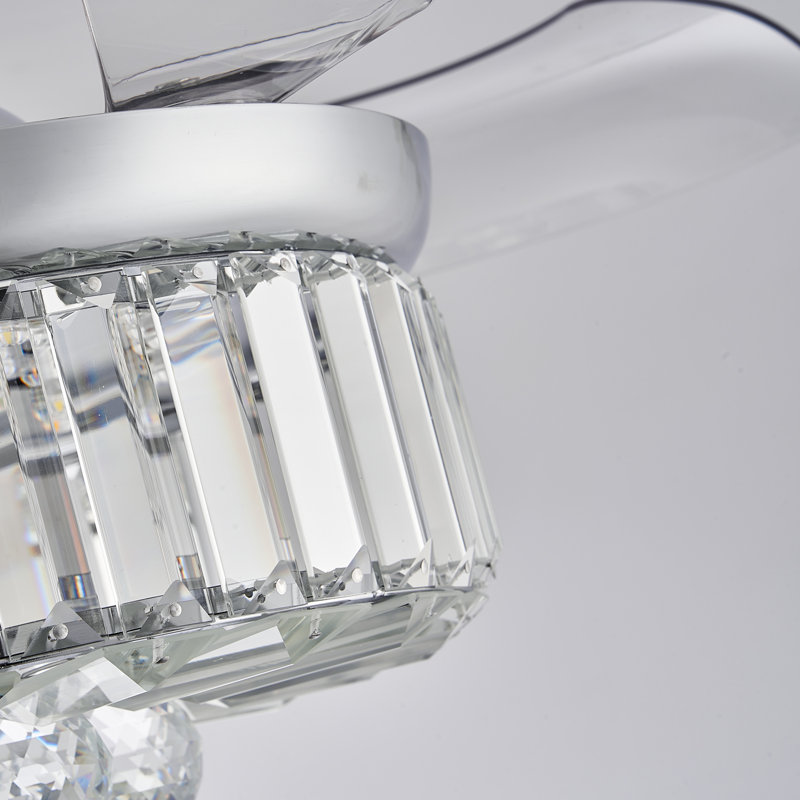 30" Dimmable Crystal Chandelier Fan, Chrome