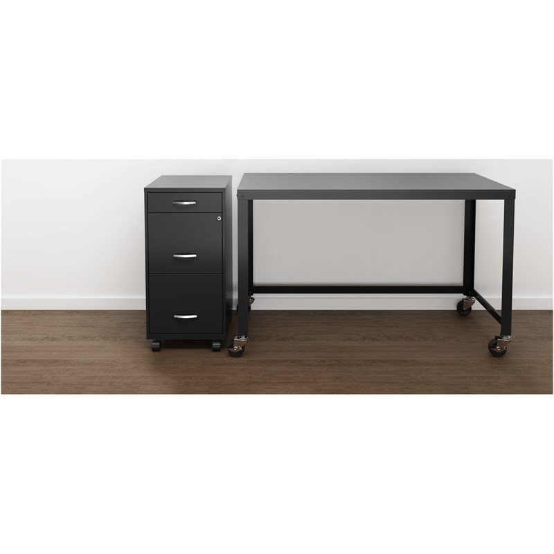 Modern 3-Drawers Vertical Metal Filing Cabinet Pre-assembled, Black