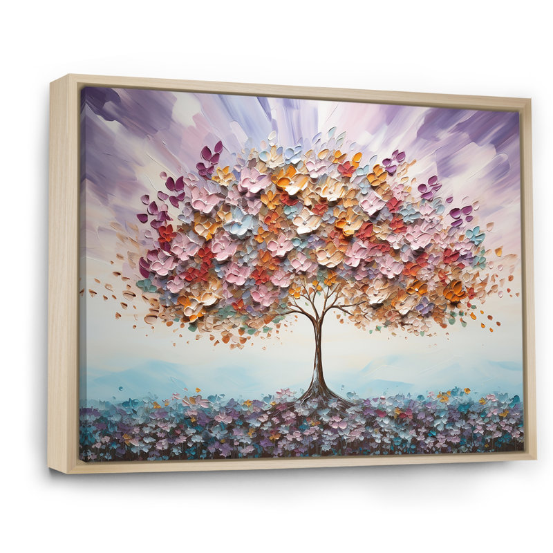 «Tree of Love» multicolore, impression sur toile, Cadre naturel flottant, H 30 po x l 40 po x P 1,5 po