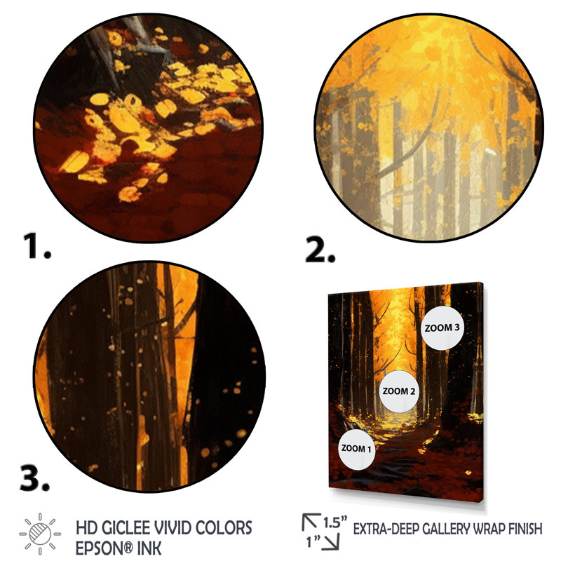 «Warm Autumn Sunlight Shining In The Forest», reproduction sur toile, Toile tendue, H 32 po x l 16 po x P 1 po