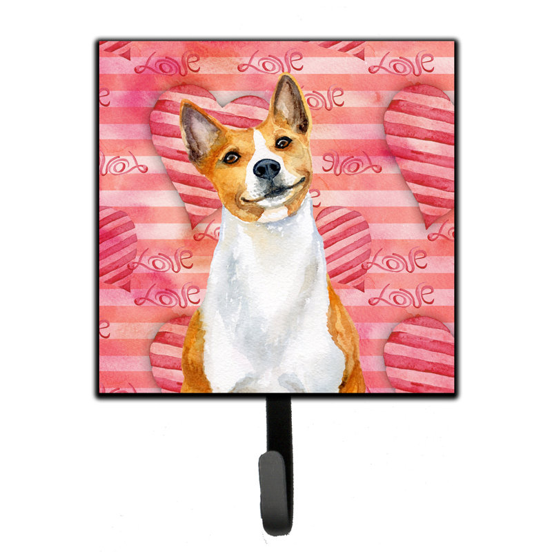 Saadet Metal Wall Organizer with Key Hooks, Pink/Brown, Basenji
