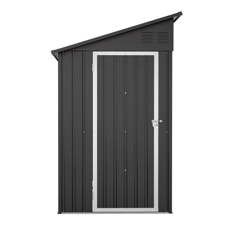 4 ft. W x 8 ft. D Metal Lean-to Storage Shed Foundation Kit Included, Black