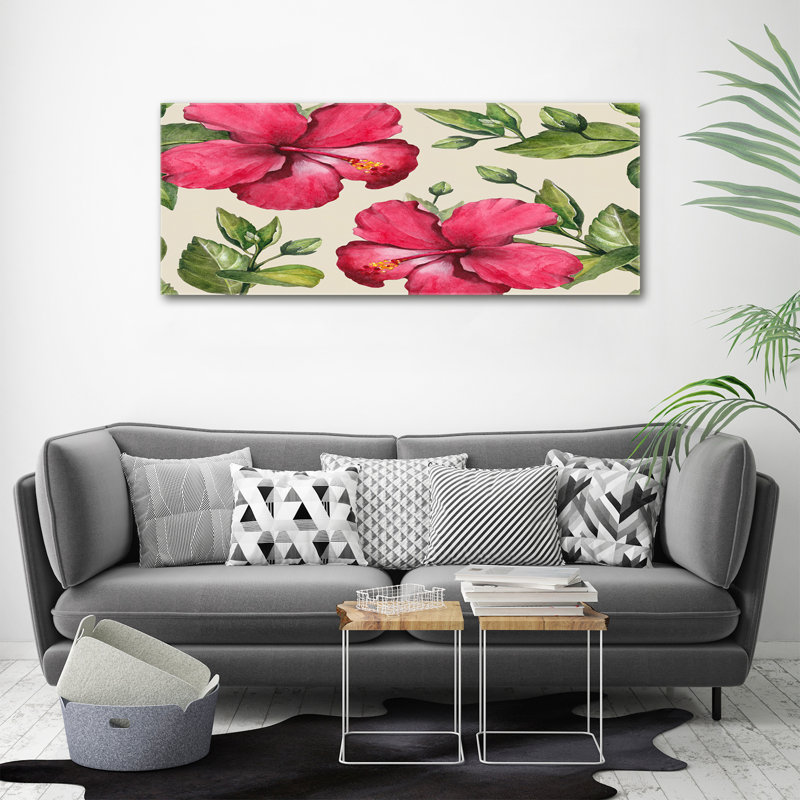 Pink Hibiscus - Wrapped Canvas Print, 50cm H x 125cm W, Canvas