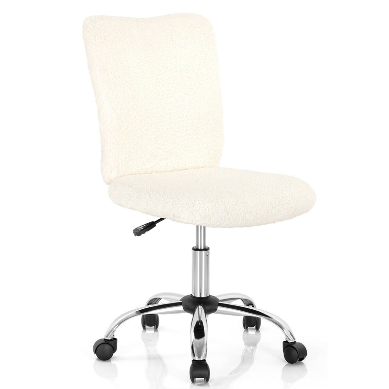 Chaise de travail en fausse fourrure sans accoudoirs Talee, Beige