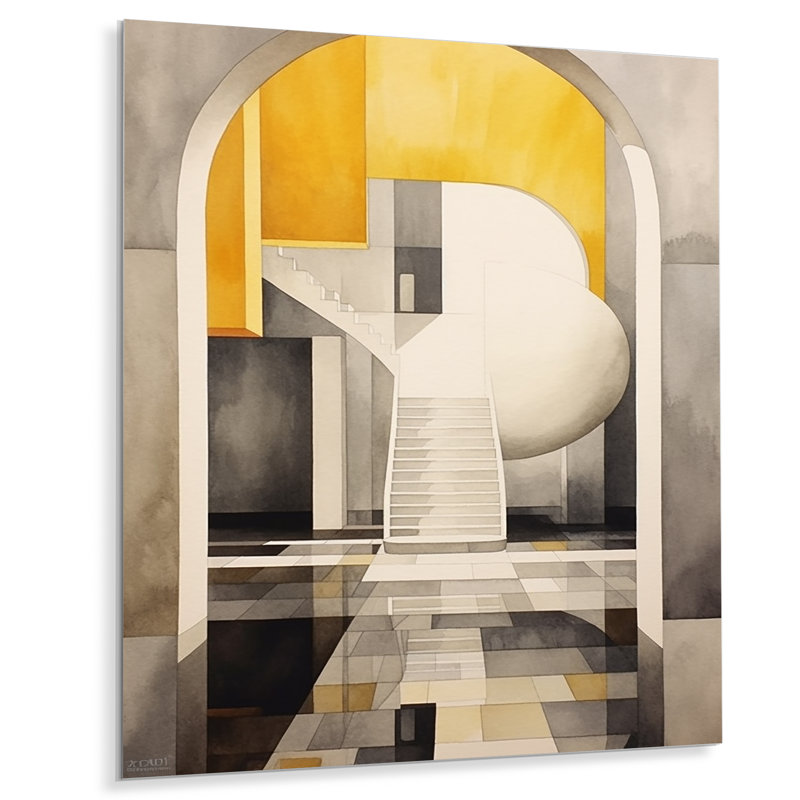 Jaune jaune, réalités qui se croisent - formes abstraites en métal, H 40 po x l 30 po x P 1 po