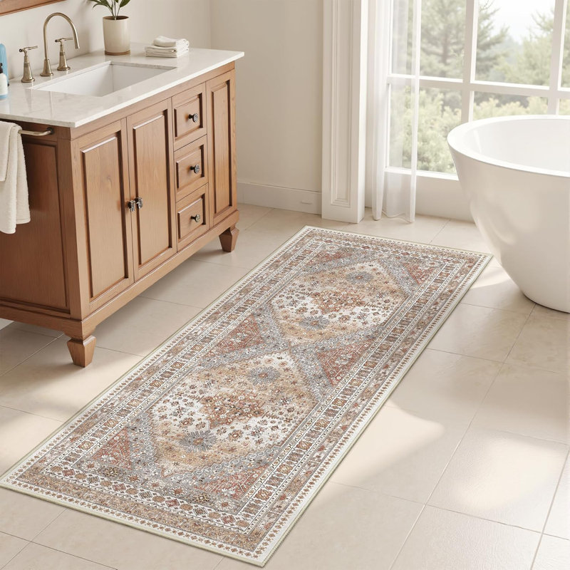 Tapis de cuisine antidérapant lavable, Orange, Tapis de couloir 2 pi x 6 pi