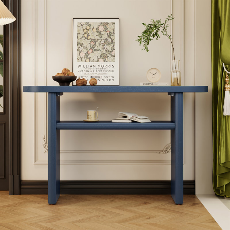 Console élégante avec des bords arrondis et une tablette robuste pour une décoration polyvalente, Marine
