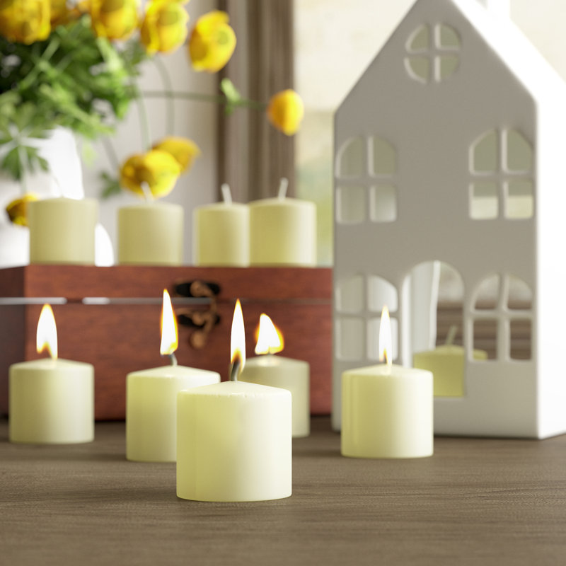 Ivory Mini Pressed Unscented Votive Candle, Ivory