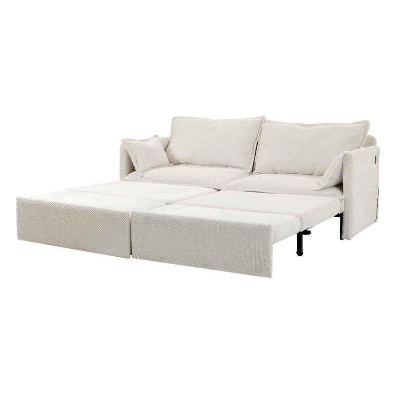 Canapé-lit convertible 3 en 1 avec rangement latéral et ports de charge USB / C-Type, idéal pour le salon, la chambre à coucher et les appartements