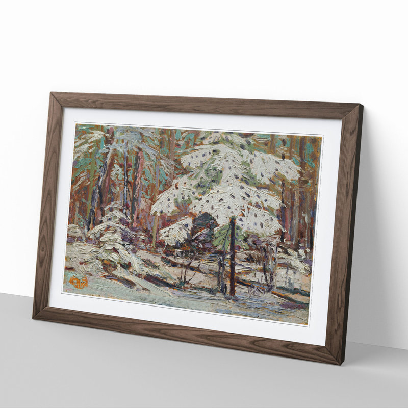 Snow in the Woods by Tom Thomson - Picture Frame Painting, 27cm H x 36cm W x 2cm D, Walnut Framed