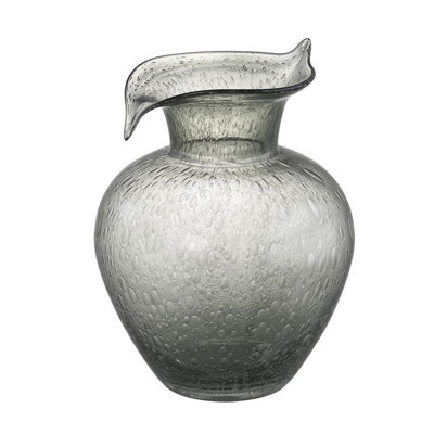 10" Light Gray Bubble Glass Round Table Vase