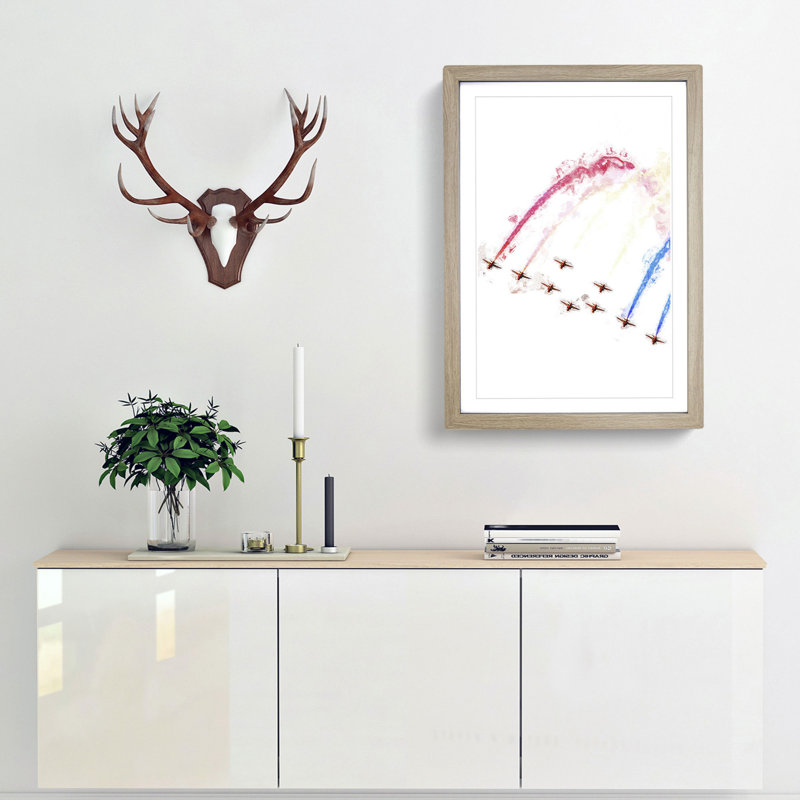 The Red Arrows - Picture Frame Painting Print, Oak Framed, 36cm H x 27cm W x 2cm D