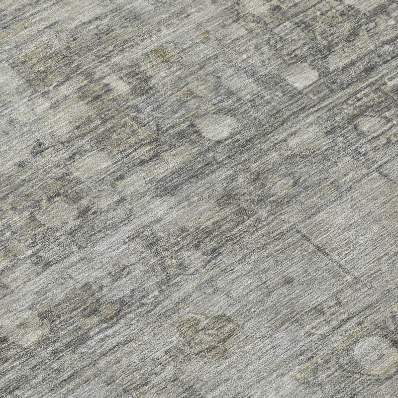 Pewter Gray Rectangular Synthetic Washable Rug