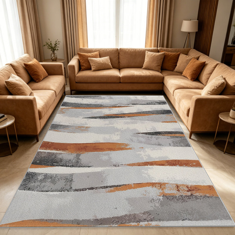 Abstract Orange carpet-easy to clean, machine-washable, soft and comfortable; suitable for door mats, kitchens, living rooms, bedrooms, corridors, and laundry areas. Easy to clean, durable carpet for home decoration.