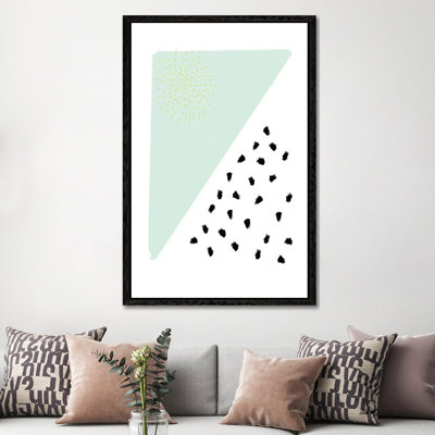 Mint And Gold Abstract by Leah Straatsma - Print on Canvas