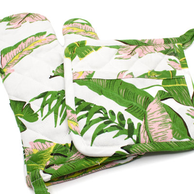 Natural Botanical Oven Mitt Set