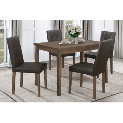 Walnut Brown Finish 5Pc Dining Set Rectangular Table And 4 Side Chairs Tufted Upholstered Seat Back Wooden Kitchen Set Dining Room Furniture 21EB96CDE -  Lark Manorâ¢, 21EB96CDE9E44867B10BADCE733C6D86