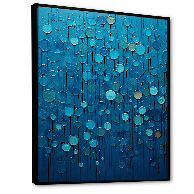 «Abstract Rainy Blue Collage», art sur toile à formes abstraites, H 20 po x l 12 po x P 1 po, Cadre flottant noir