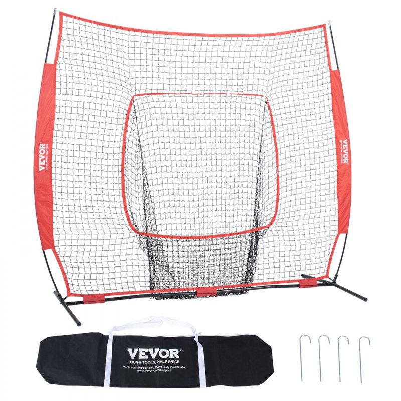 7x7 ft Baseball Softball Practise Net, Portable Baseball Training Net for Hitting Batting