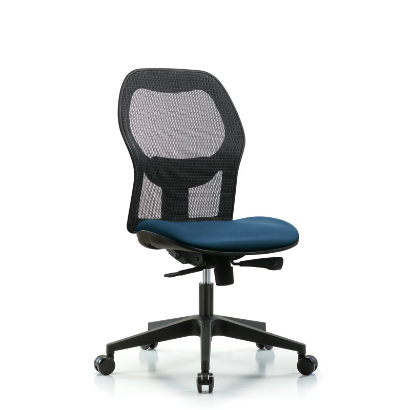 Chaise de travail ergonomique, Bleu marine, Roulettes, Non