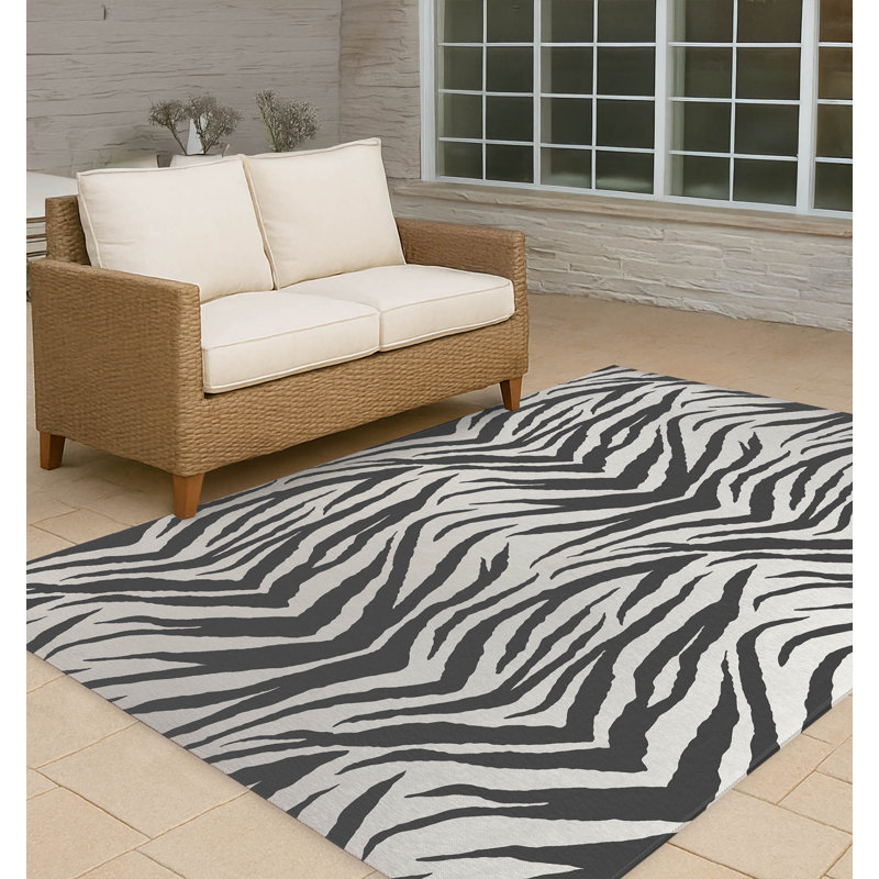 Tapis d'extérieur antidérapant à motif zébré, Rectangle 4pi x 6 pi