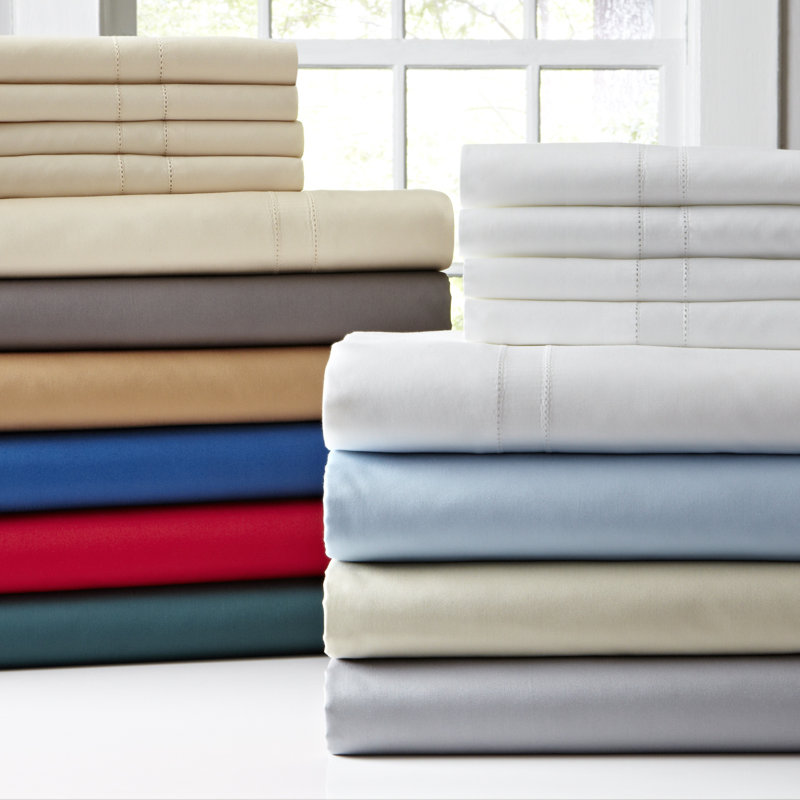 Pointehaven 620 Thread Count 100% Long Staple Cotton Deep Pocket Sheet Set, California King, Classic Blue