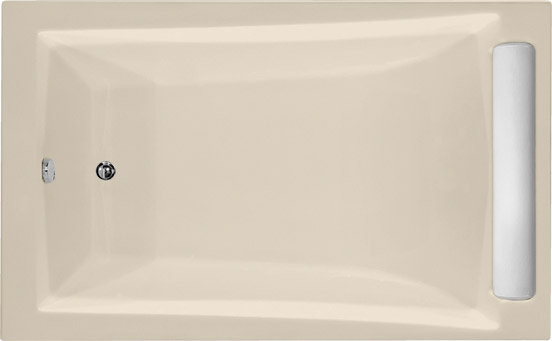 Regal 71'' x 34'' Soaking Fiberglass Bathtub, Almond, Polished Chrome