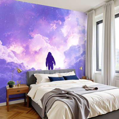 Papier peint adhésif galaxie galaxie chambre à coucher chambre de bébé chambre à coucher colorée nuages de nébuleuses flottantes murales flottantes H 100 po x l 144 po papier mural amovible en PVC auto-adhésif pour le salon de la chambre bureau à domicile