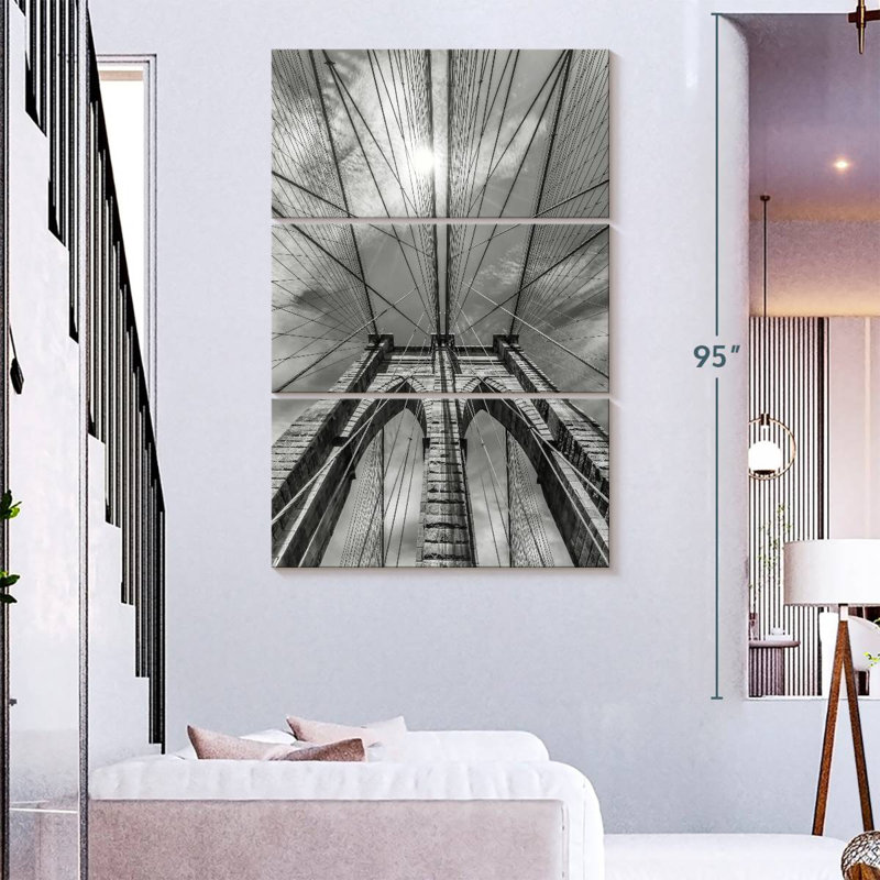 Lilie Brooklyn Bridge Structure Sky View, 65" H x 42" W