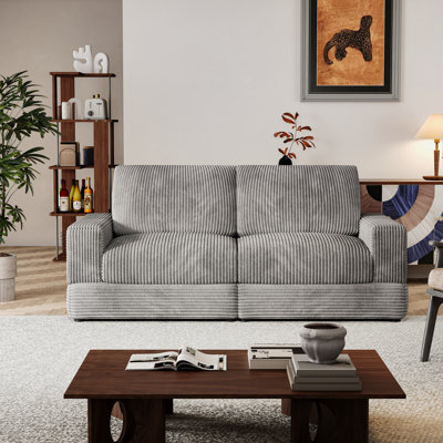 78.7''W Corduroy Modular Sectional Sofa, Comfy 2-Seater Upholstered Loveseat Couch with Armrests and Deep Seat, Modern Sleeper Sofa Bed for Living Room, Bedroom and Office, Gray