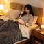 Striped Flannel & Sherpa Large Size Throw Blanket, Soft & Cozy Warm Blanket for Bed, 220 X 240CM-126596433