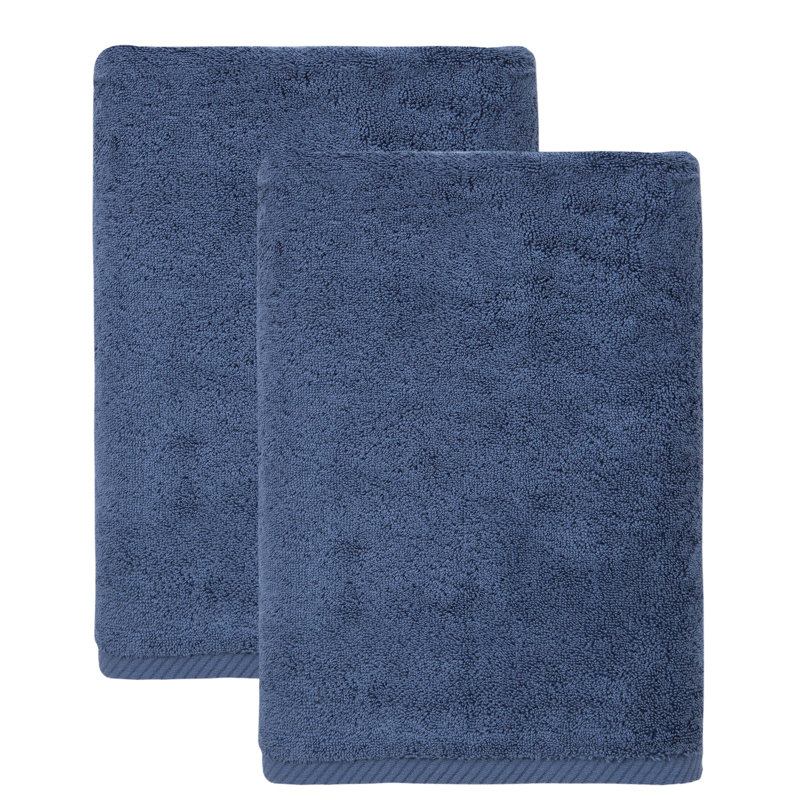 Dinis Luxury Turkish Cotton Bath Sheet Set, Midnight Blue, Bath Towel - 2 Pack