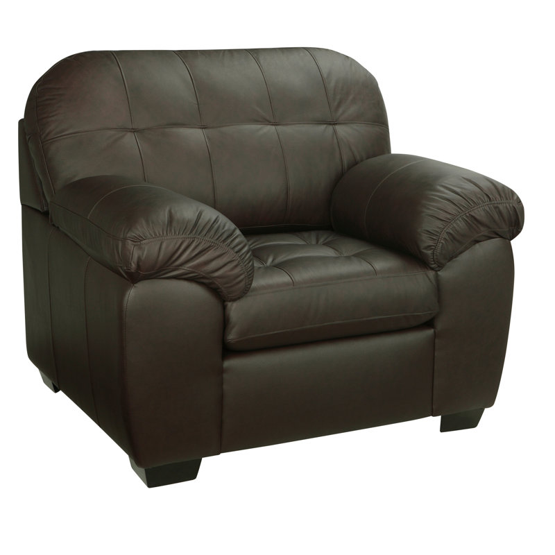 Bellamy Upholstered Club Chair, Brown Genuine Leather