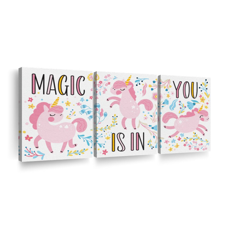 «Magic Is In You Unicorns», reproduction sur toile, H 12 po x l 26 po x P 1 po