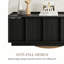 Meuble télé 79 po Mid-Century en bois noir avec 4 armoires de rangement pour le salon-131658263