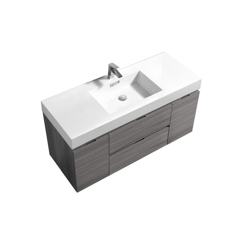 47.25'' Single Bathroom Vanity with Acrylic Top, Valcun Ash Grey