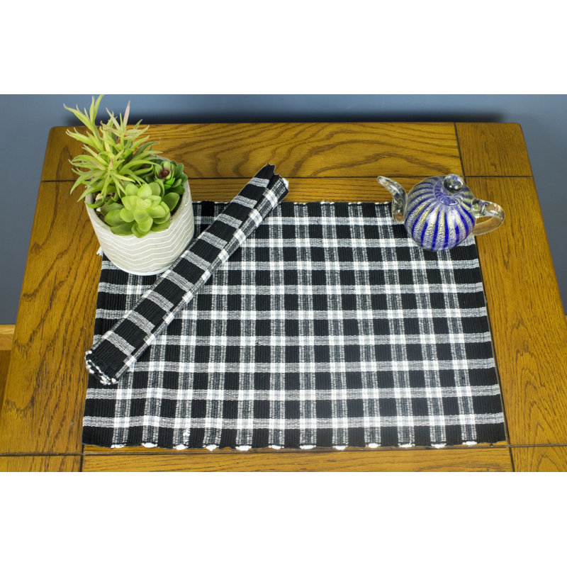 Ensemble de 6 napperons Bludabu, À damier, Noir