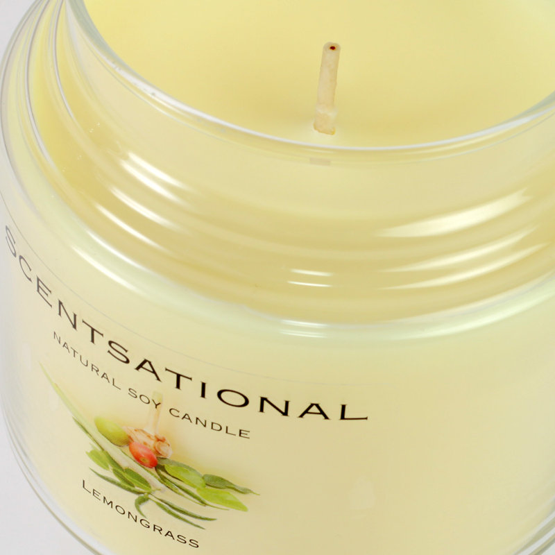 Lemongrass Scented Jar Candle with Glass Holder