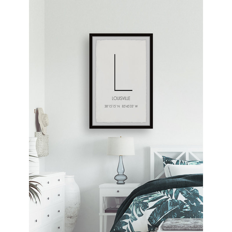 L Louisville - Cadre photo, impression d'art textuel sur papier, H 45 po x l 30 po x P 1,5 po, Cadre noir, Louisville