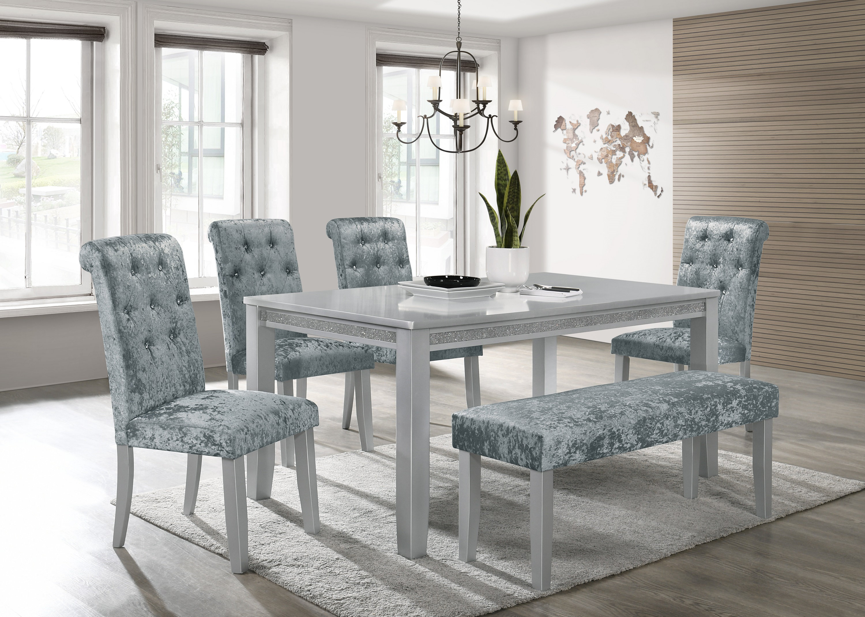 Hefner silver 5 piece dining online set