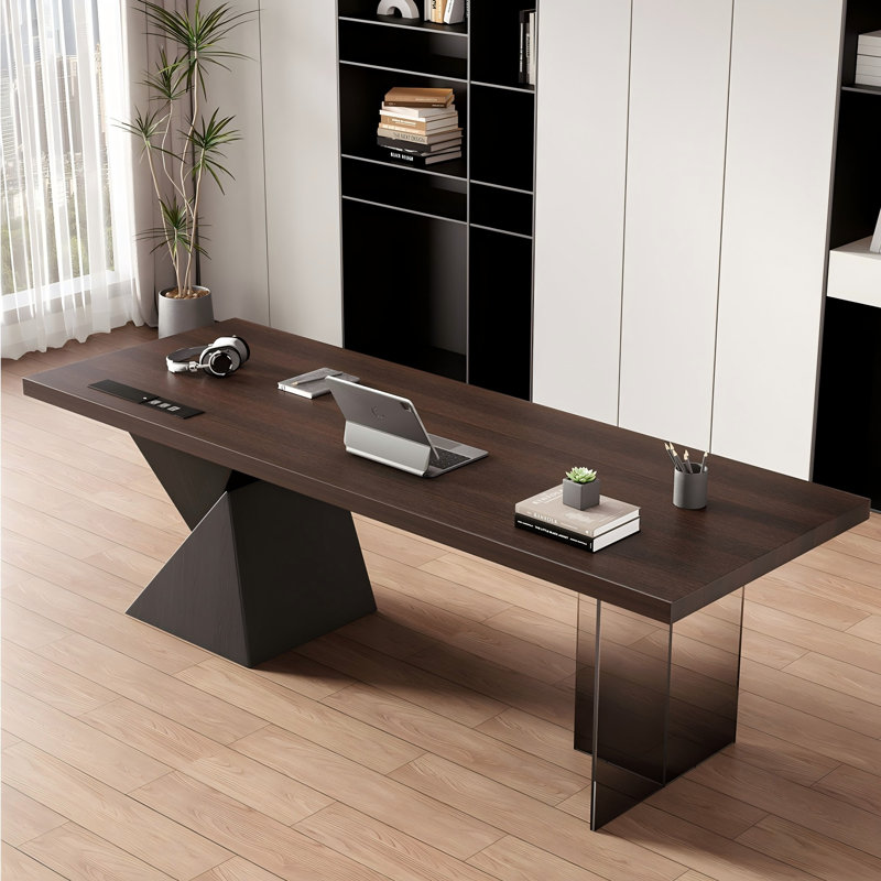 Bureau 86,61 "rectangulaire en pin brun, 29.53" H x 86.61" W x 31.5" D