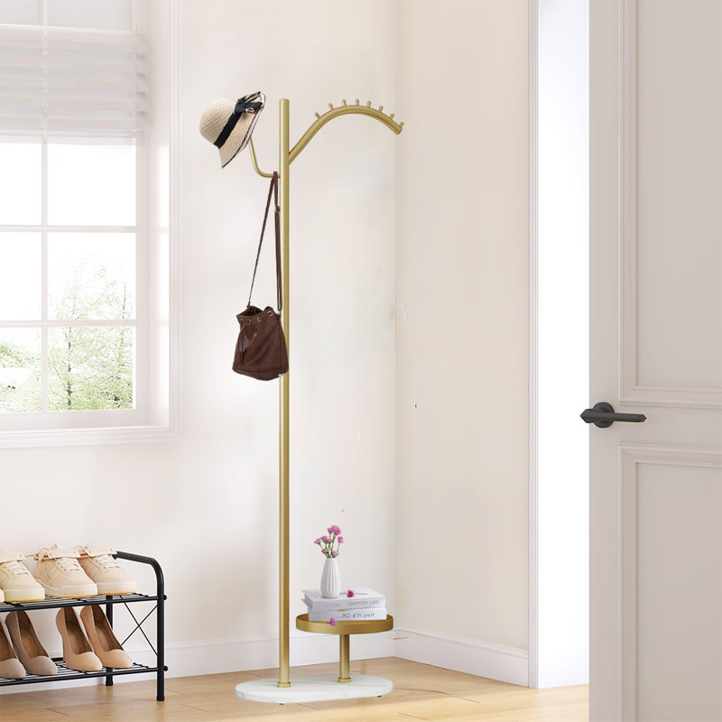 Clothing Garment Rack With Marble Base And Tray