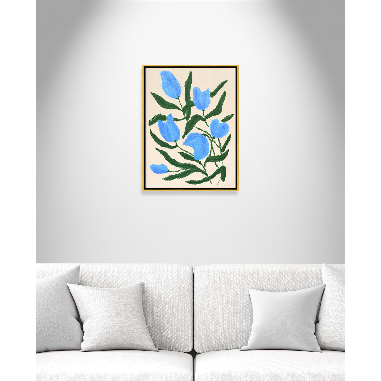 Colette "Blue Tulips" Print by Camilla Bergqvist, 25.5" H x 19.5" W, Gold