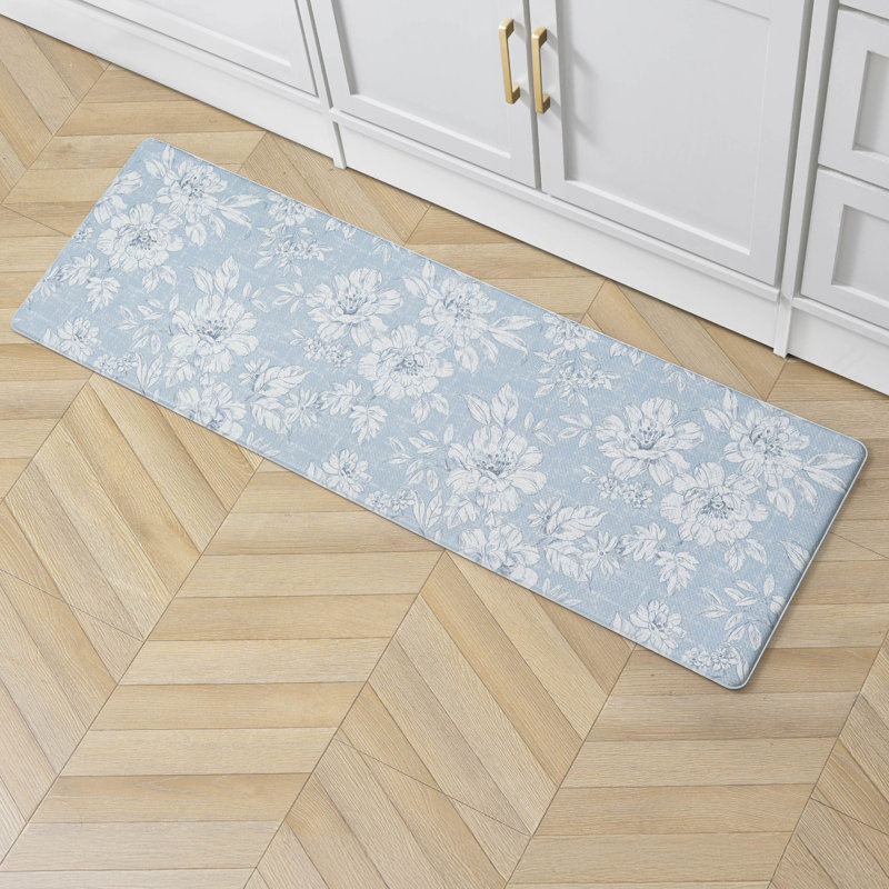 Tapis anti-fatigue debout Laura Irley Iris, Rectangle 1 pi 5 po x 4 pi, Bleu