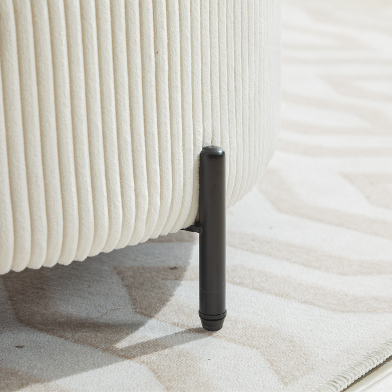 Achorn Upholstered Ottoman, Ivory Corduroy