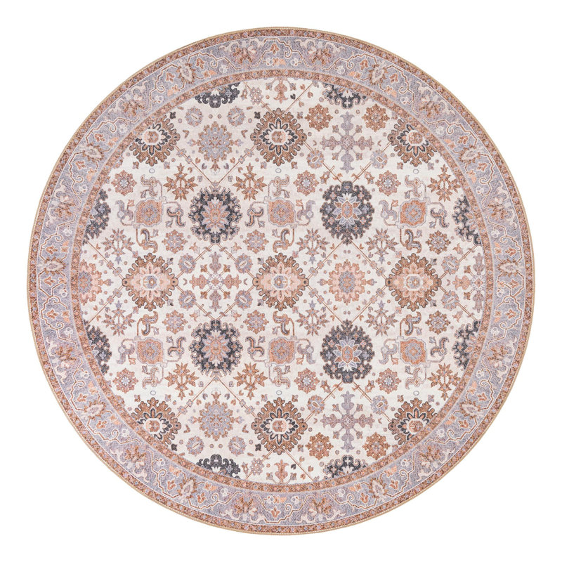 Memnune Performance Chenille Floral Indoor Rug, Round 7'10" x 7'10"