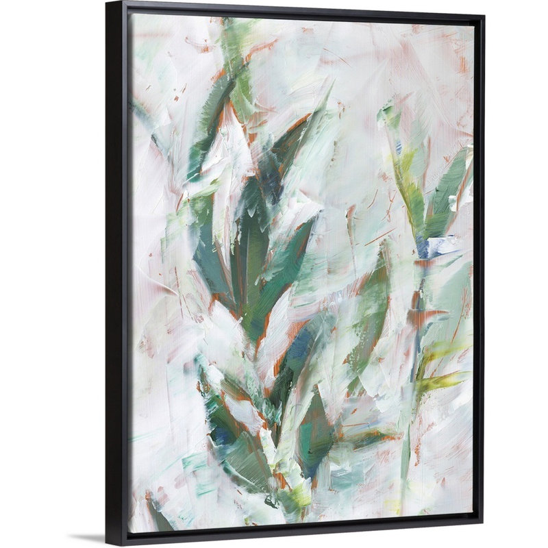 «Tropical Foliage Study II», art mural sur toile, H 26 po x l 20 po, Toile avec cadre noir
