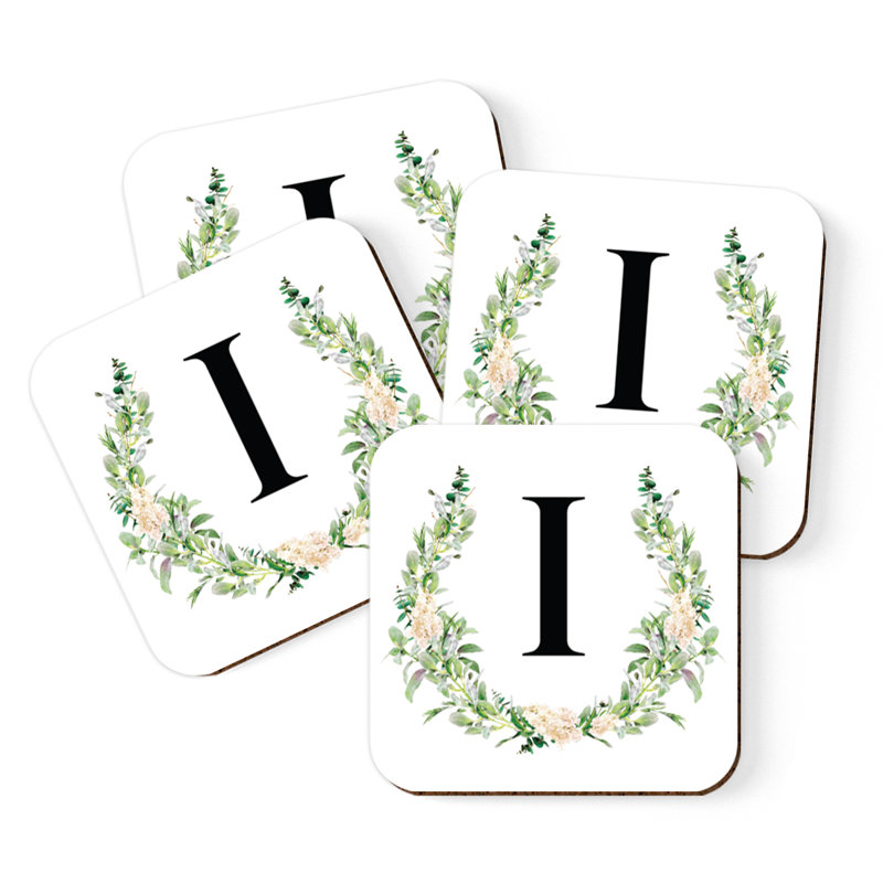 Verre à café sous-verre de jardin monogramme initiale B, I