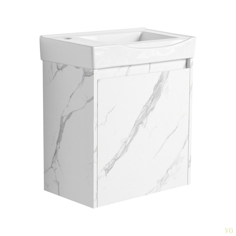 Ensemble de meuble-lavabo mural 20 po avec lavabo en céramique, armoire de rangement avec portes, ensemble d'armoire de salle de bain