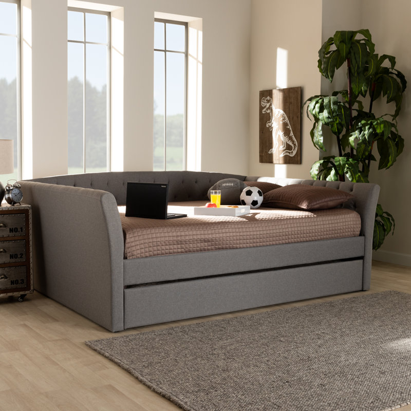 Lit de jour avec couchette Eppie, Gris clair, Lit double